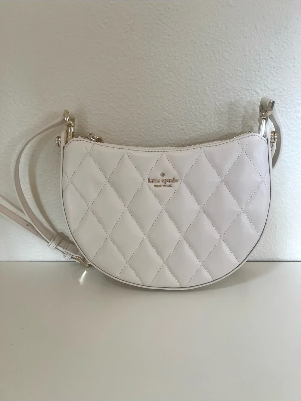 Kate Spade Carey Zip Top Crossbody Bag Quilted Smooth Leather